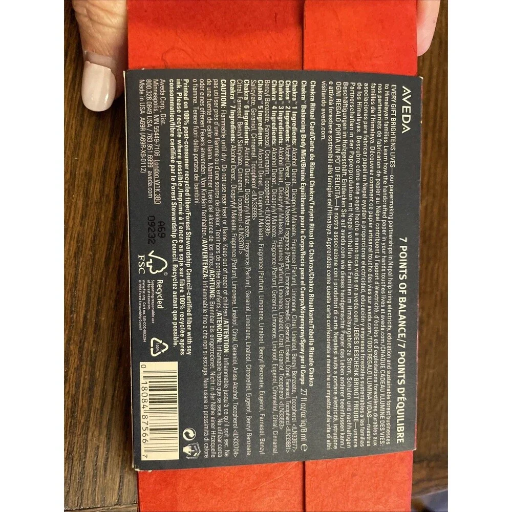 Aveda 1-7 Chakra Balancing Chakra Purefume Mist Set 7 New Bottles .27oz Ea Gift